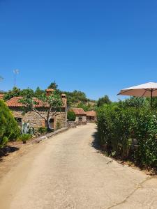 巴伦西亚德亚尔坎塔拉El Jiniebro Turismo Rural的通往带雨伞的房子的土路