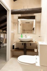卢戈Finca Eiras的一间带水槽、卫生间和镜子的浴室