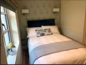 基尔肯尼Apartment, Kilkenny City的一间卧室配有一张带枕头的床