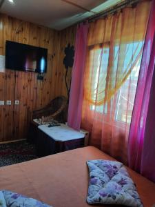 敖德萨奇特科酒店的一间卧室配有床、水槽和窗户