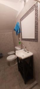 普尔马马尔卡Lo del Chango的一间带水槽、卫生间和镜子的浴室