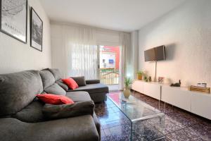 滨海普雷米亚Céntrico apartamento cerca de playa y tren a Barcelona para 6 pax的带沙发和电视的客厅