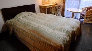富士河口湖SAWA酒店的一张床上的毯子,放在房间里