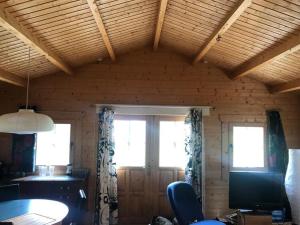 蒂珀雷里Beautiful 3-Bed Cottage in Tipperary的客房设有2扇窗户和木制天花板。