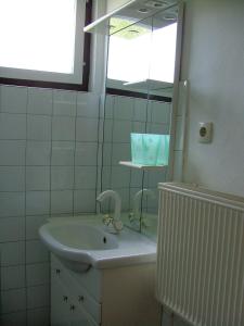 法克湖畔杜罗博拉赫Pension Weiss的一间带水槽和镜子的浴室