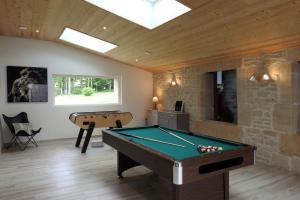 Balesmes-sur-MarneChez Clément的台球室设有台球桌和天窗