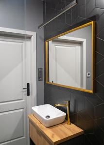 海乌姆Modern Apart w Centrum的一间带水槽和镜子的浴室