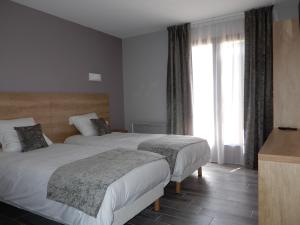 Châtillon-de-MichailleHotel Marinet的酒店客房设有两张床和窗户。