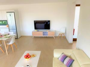 卡拉恩·布拉內斯Villa LUCIA的带沙发和电视的客厅
