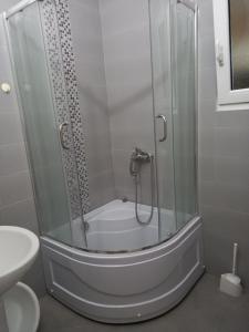 安吉MD Apartmani Canj的浴室内带玻璃淋浴间