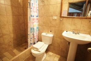 明多Mindo cozy house的浴室配有卫生间、盥洗盆和淋浴。