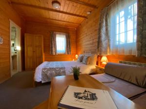 波罗维茨Alpin Borovets, Алпин Боровец的一间卧室配有一张床和一个沙发