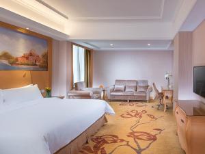 深圳维也纳酒店深圳前海店的酒店客房设有床和客厅。