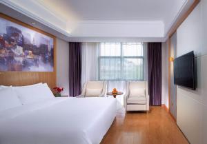 Yuanzicha维也纳3好酒店 (赣州上犹店)的酒店客房设有一张白色大床和一台电视。