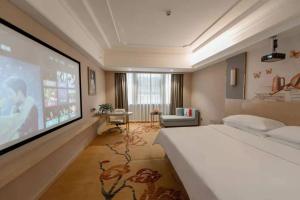 Zhangjiang维也纳国际酒店 (湖南常德桃源龙八店)的一间卧室配有一张床和一台平面电视