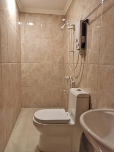 图杜Sky Inn Thoddoo的一间带卫生间和水槽的浴室