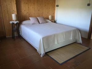 里奥帕尔Casa Rural El Carrizal的卧室配有白色的床和2个枕头