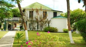 乔治敦赫德曼斯顿住宿酒店的棕榈树和鲜花的白色房子