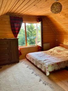 斯拉夫西克Villa nagori的一间带床的卧室,位于带窗户的房间内