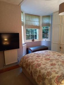 赖德Osborne Lodge的一间卧室配有一张床和一台平面电视