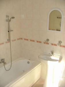 叶卡布皮尔斯达嘎克拉斯迪酒店的带浴缸、水槽和淋浴的浴室