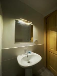 梅斯蒂亚Beko’s garden Inn的浴室设有白色水槽和镜子