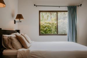 埃尔巴列德安通金蛙酒店的一间卧室设有一张床和一个窗口