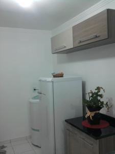 Apartamento em ambiente familiar的厨房或小厨房