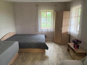 DmitrenkiСоколине Гніздо的一间小卧室,配有床和窗户