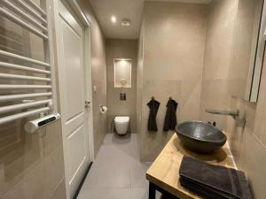 赞德沃特Coconut Beach apartments的一间带水槽和卫生间的浴室