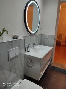 戈里察Vila Essel的一间带水槽和镜子的浴室