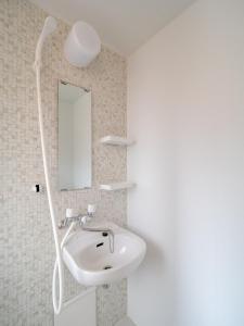 镰仓市Kamakura International House Double Room w Shower Toilette - Vacation STAY 11408的一间带水槽和镜子的浴室