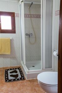 卡拉索纳Estudio Cala Saona的带淋浴和卫生间的浴室