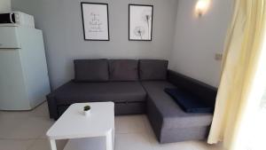 马略卡岛帕尔马Toros Apartamentos的带沙发和桌子的小客厅