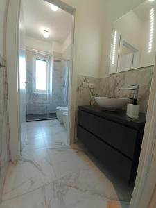 米兰Suite Rent Milan 3的一间带水槽、卫生间和镜子的浴室