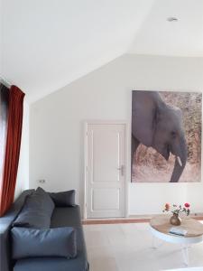 雷嫩Bed & Breakfast Trouwborst的客厅配有沙发和大象的照片