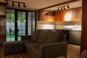 博尔若米Likani Home的带沙发的客厅和厨房