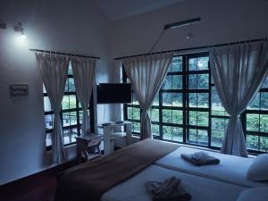 马迪凯里Dubare Inn的一间卧室设有床、窗户和电视