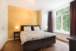 LentB&B Villa Kriekenbeek的一间卧室设有一张床和一个大窗户