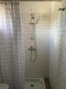 林古泽塔切兹玛丽酒店的白色的浴室设有淋浴和卫生间