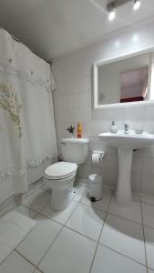 特木科Prairie's House的白色的浴室设有卫生间和水槽。