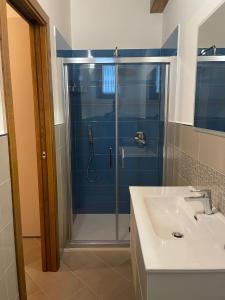 博梅拉诺Casa Torre的带淋浴和盥洗盆的浴室