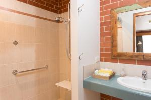 YackandandahYackandandah Central的浴室配有盥洗盆和带镜子的淋浴