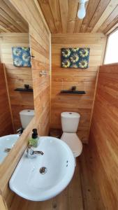 瓜塔维塔Iraca Glamping的浴室配有白色水槽和卫生间。