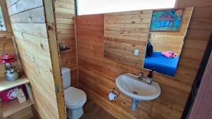 瓜塔维塔Iraca Glamping的一间带水槽和卫生间的浴室