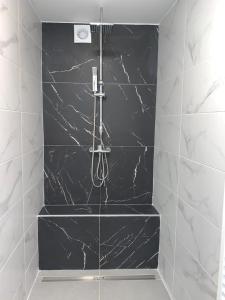 斯帕Studio de Spa的浴室设有黑色和白色的大理石墙