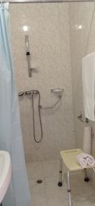 蒙特里尔Hotel Primavera的带淋浴和浴帘的浴室