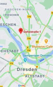 德累斯顿Premium City Appartmartement Dresden Nichtraucher的城市地图的贴近