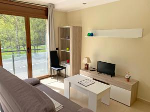 约茨Apartamentos Llorts Ordino 3000的带沙发和电视的客厅