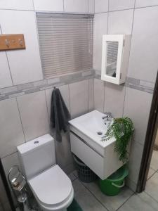 圣卢西亚Villa Mia 15的浴室配有白色水槽和卫生间。